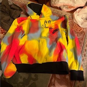Nike Tie-Dye 'Just Do It' Hoodie in Yellow, Red, Blue